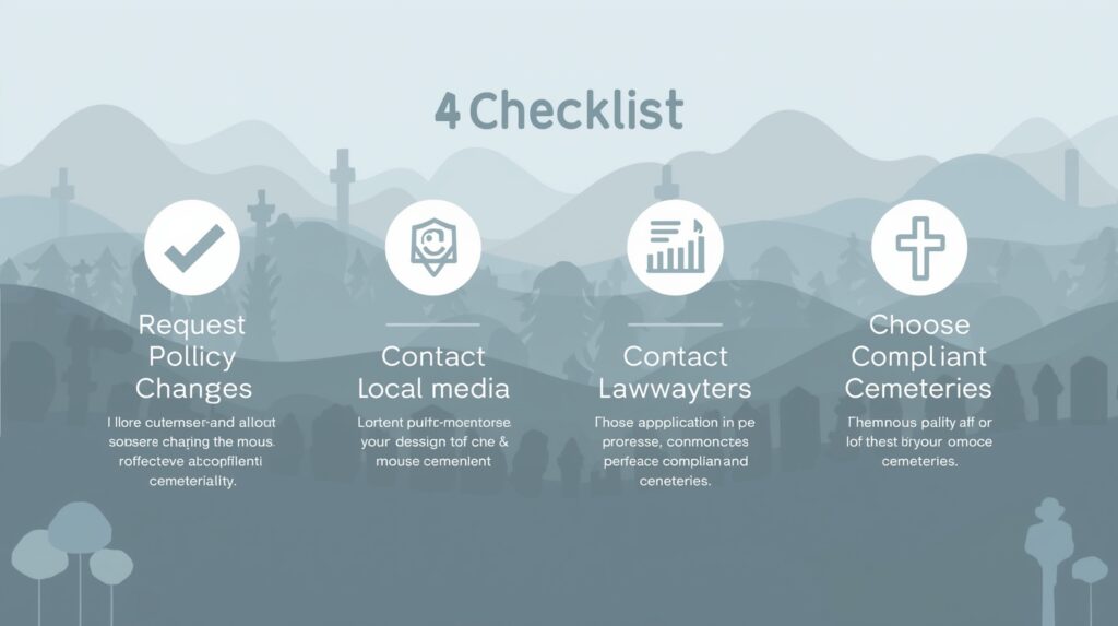 Infographic showing steps families can take if a cemetery does not follow the Funeral Rule